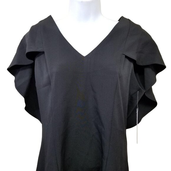 Nanette Lepore 8 Black Cape Dress Overlay V Neck Formal Party Wedding - Picture 5 of 11